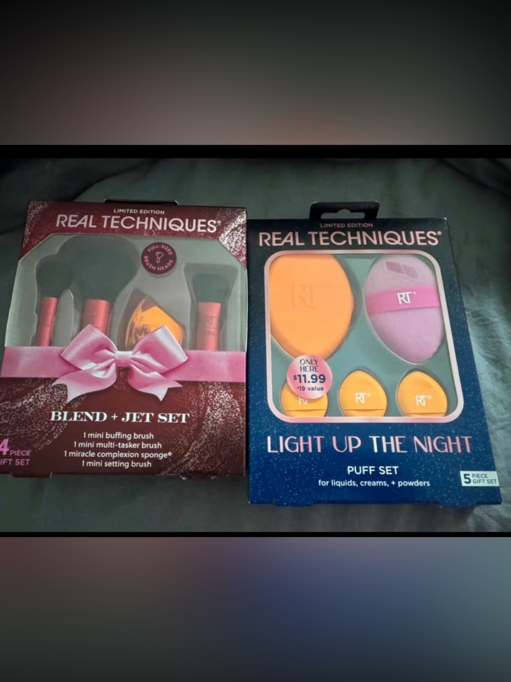 Real Techniques Blend + Jet Set Mini Brush and Sponge Set - Pink & Orange
